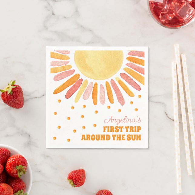 Serviette En Papier Boho Premier voyage autour du soleil Anniversaire (En situation)