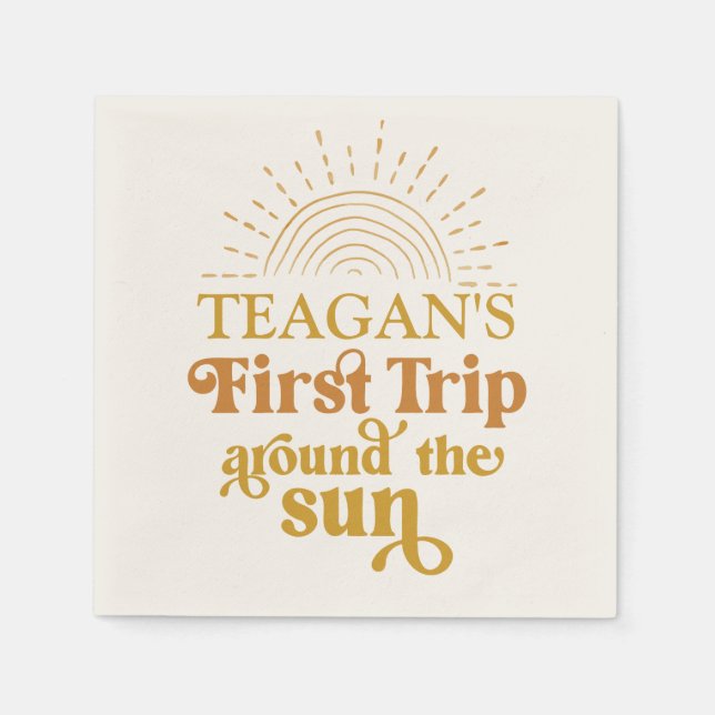 Serviette En Papier Boho Premier Voyage Autour Du Soleil Premier Anniv (Devant)