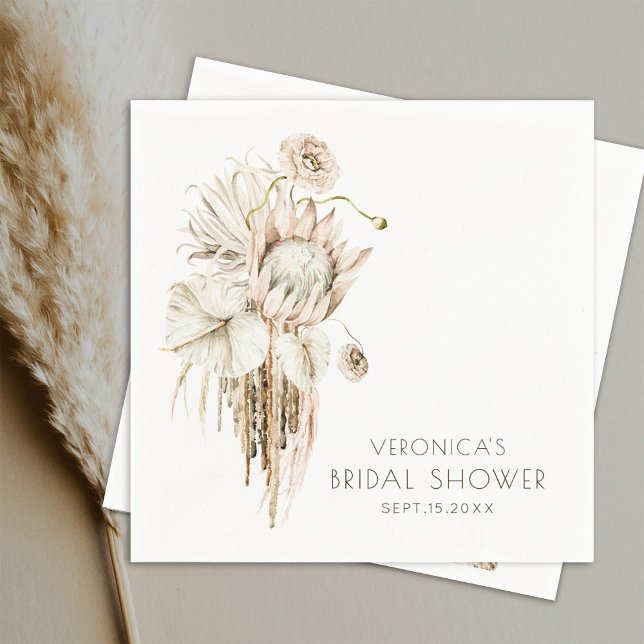 Serviette En Papier Boho Protea Pampas Grass Fête des mariées (Créateur téléchargé)