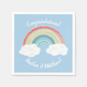 Serviette En Papier Boho Rainbow Baby shower Blue Boy