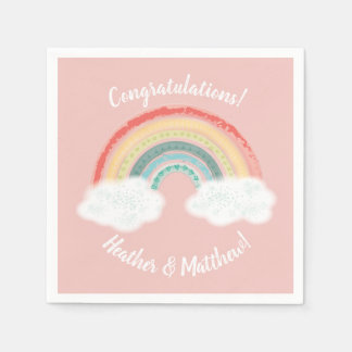 Serviette En Papier Boho Rainbow Baby shower rose
