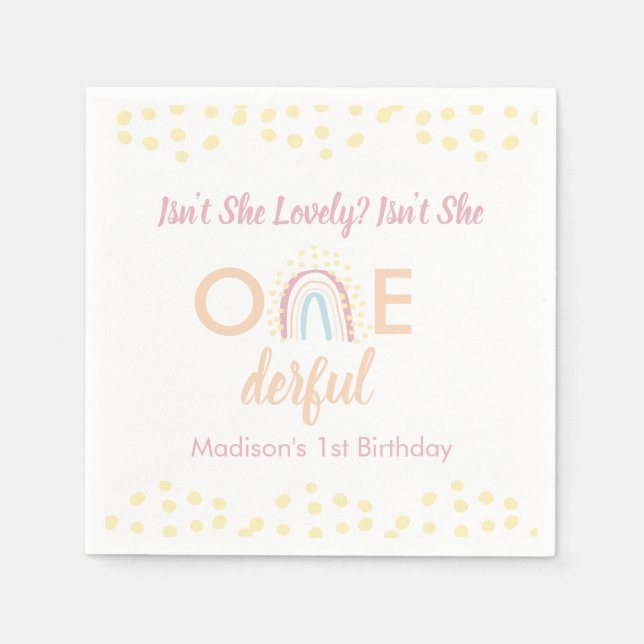 Serviette En Papier Boho Rainbow Girl Onederful (Devant)