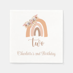 Serviette En Papier Boho Rainbow Pampas Grass fête d'anniversaire