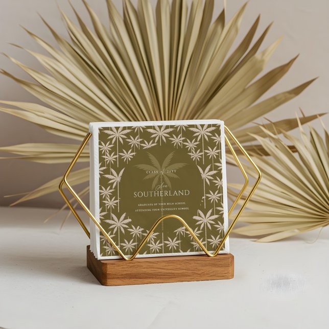 Serviette En Papier Boho Retro Tropical Palm Tree Motif Graduation (Boho Retro Tropical Palm Tree Pattern Graduation Napkins)