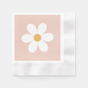 Serviette En Papier Boho rose marguerite rétro