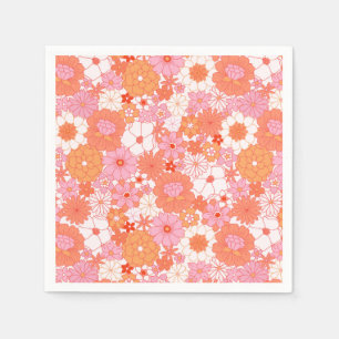Serviette En Papier Boho rose rose orange florale Fleurs mignonnes
