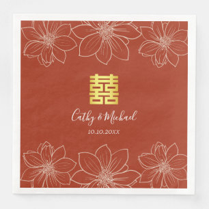 Serviette En Papier Boho rouge moderne floral mariage chinois
