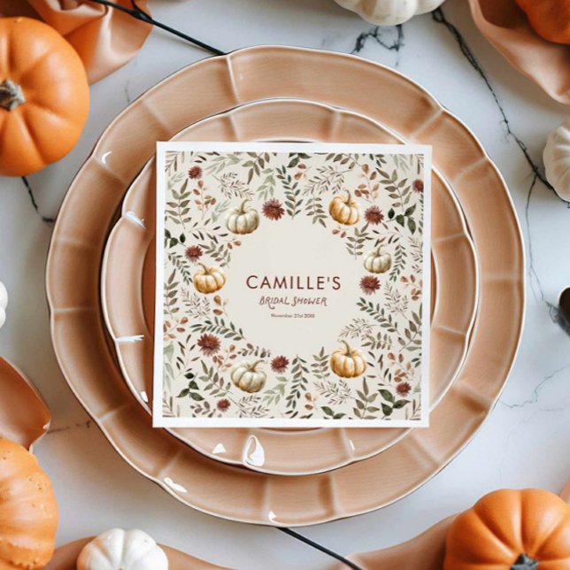 Serviette En Papier Boho Rustic Citrouille Fête des mariées d'automne (Rustic Pumpkin Bridal Shower Paper Napkins)