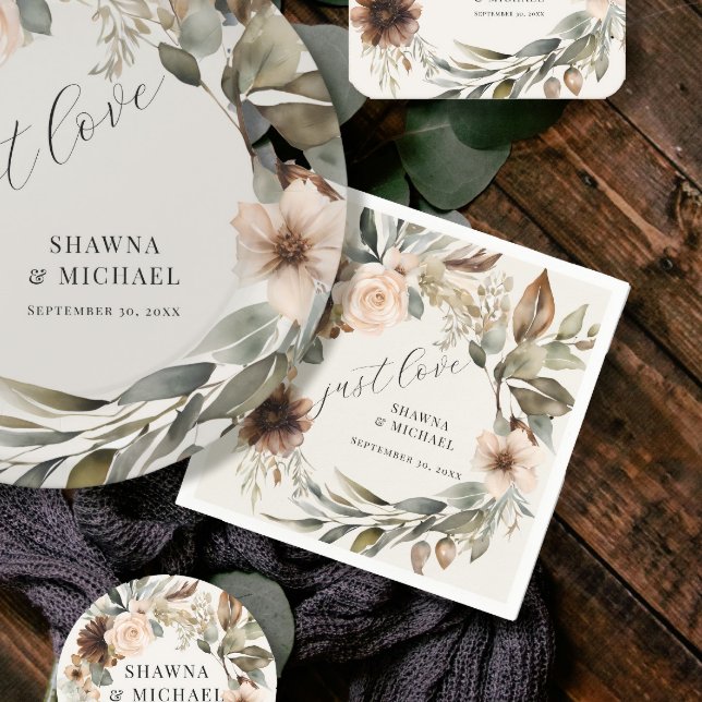 Serviette En Papier Boho Rustique Automne Automne Floral Folial Mariag (Créateur téléchargé)