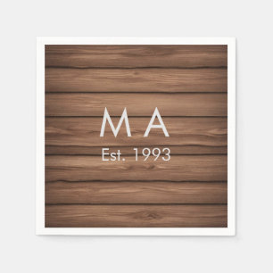 Serviette En Papier boho rustique Brown ajouter nom lettre année date 
