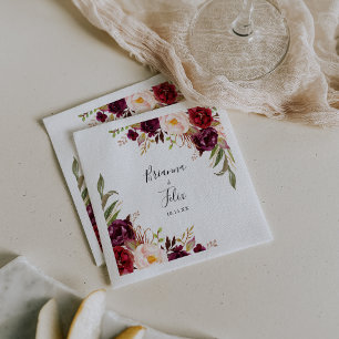Serviette En Papier Boho rustique coloré Mariage floral Napkin