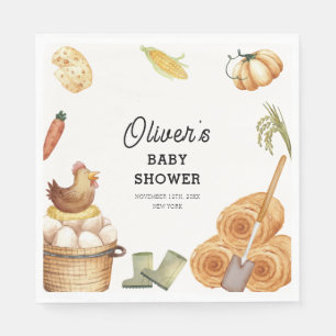 Serviette En Papier Boho Rustique Cultivé Localement Baby shower De Po