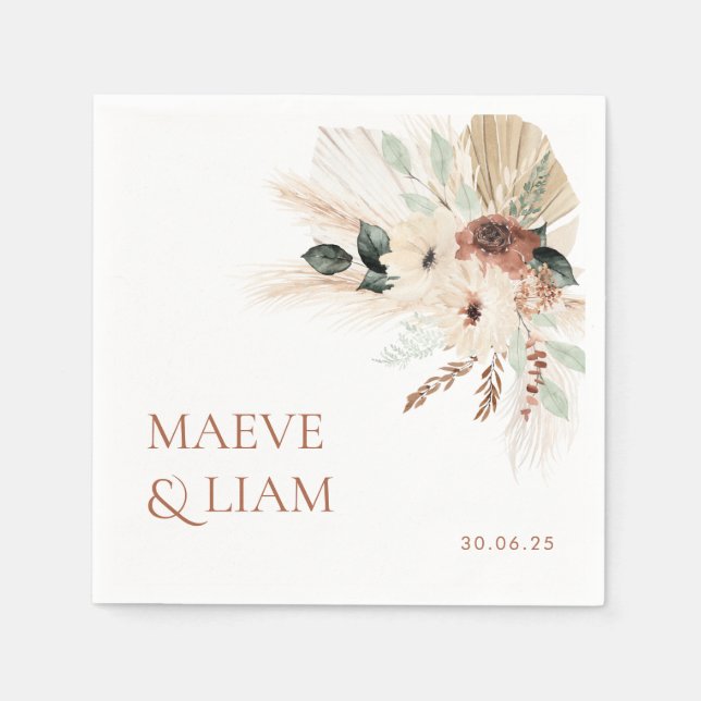 Serviette En Papier Boho Rustique Mariage Floral serviettes MAEVE (Devant)