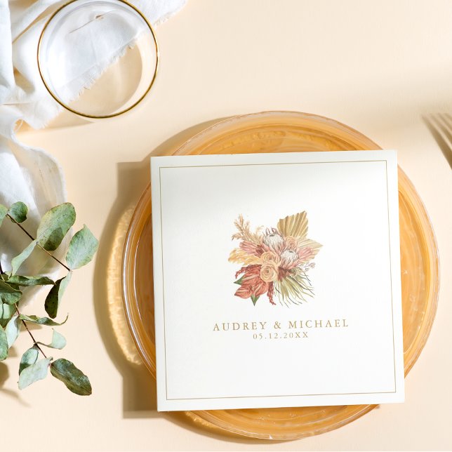 Serviette En Papier Boho Rustique Séché Floral Palm Mariage feuille (Créateur téléchargé)