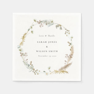 Serviette En Papier Boho Sec Palm Pampas Grass Floral Wreath Mariage