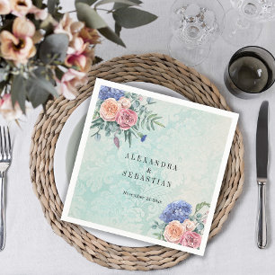 Serviette En Papier Boho Shabby Chic Fleurs Vert Rustique Mariage