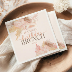 Serviette En Papier Boho Soft Rose Floral Fleur Anniversaire Brunch Pa