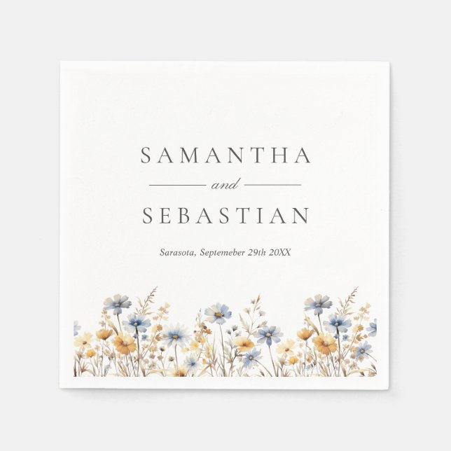 Serviette En Papier Boho Spring Fleur sauvage Meadow Botanogram (Devant)