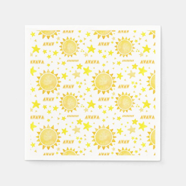 Serviette En Papier Boho Sunshine Anniversaire des serviettes de fête  (Devant)
