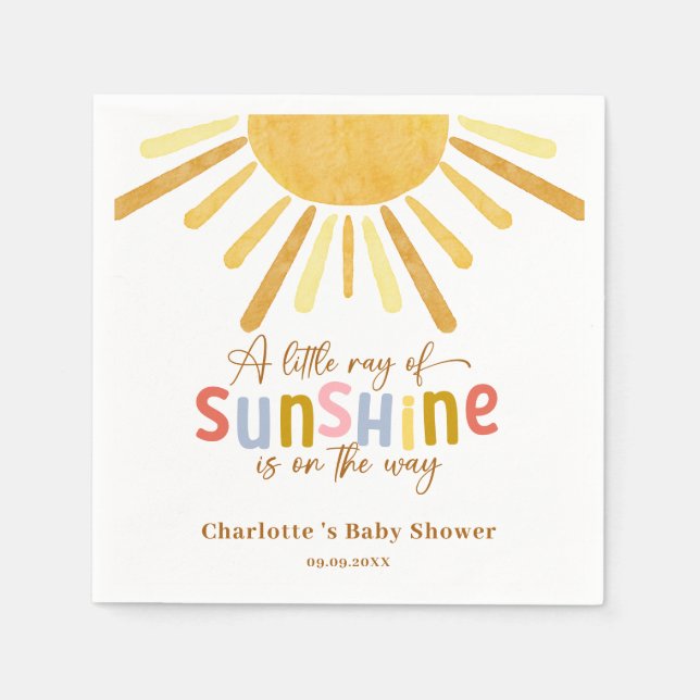 Serviette En Papier Boho Sunshine Baby shower jaune (Devant)