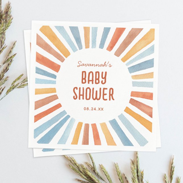 Serviette En Papier Boho Sunshine Baby shower neutre pour les femmes (Créateur téléchargé)