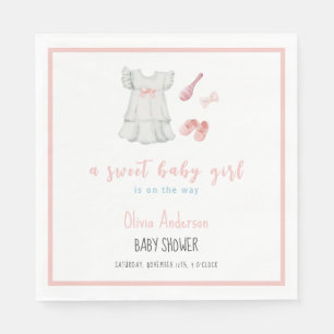 Serviette En Papier Boho Sweet Rose Girl Baby shower en tenue