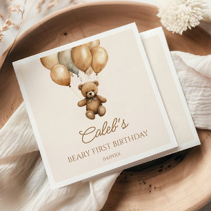Serviette En Papier Boho Teddy Bear Beary Première fête d'anniversaire