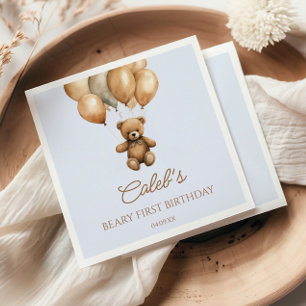 Serviette En Papier Boho Teddy Bear Beary Première fête d'anniversaire