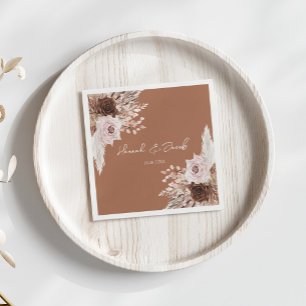 Serviette En Papier Boho Terracotta Fall Floral Mariage