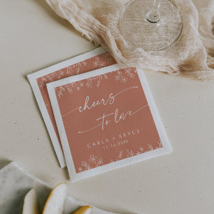 Serviette En Papier Boho Terracotta Fleur Sauvage À la Santé de l'Amou