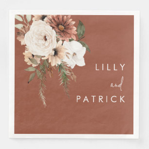 Serviette En Papier Boho Terracotta Floral Mariage