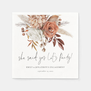 Serviette En Papier Boho Terracotta Florals Elle A Dit Oui Fiançailles
