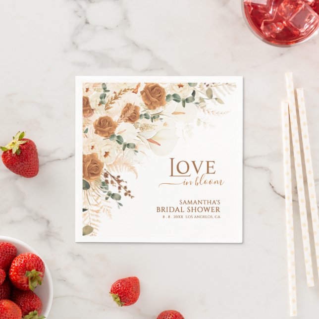 Serviette En Papier Boho Terracotta Love in Bloom Bridal Shower (En situation)