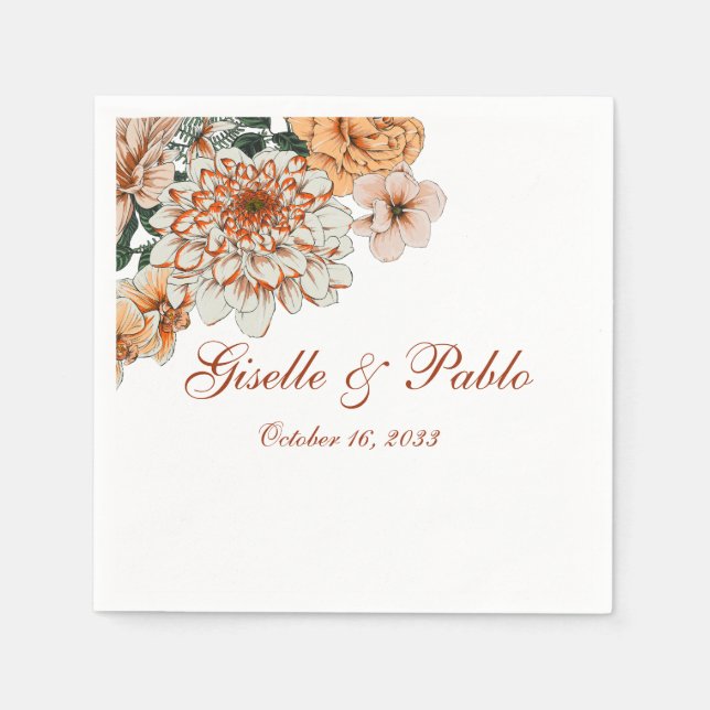 Serviette En Papier Boho Terracotta Sage Fall Floral Mariage (Devant)