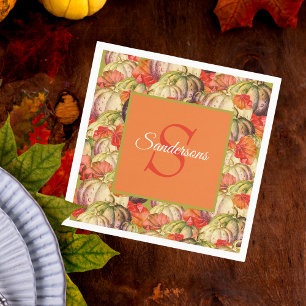 Serviette En Papier Boho Thanksgiving Décor Citrouille aquarelle