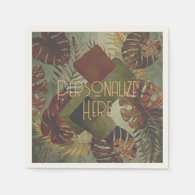 Serviette En Papier Boho tropical monstère feuille de palmier 70's été (Devant)