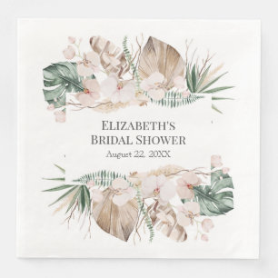 Serviette En Papier Boho Tropical Orchid et Papier Monstera Napkin