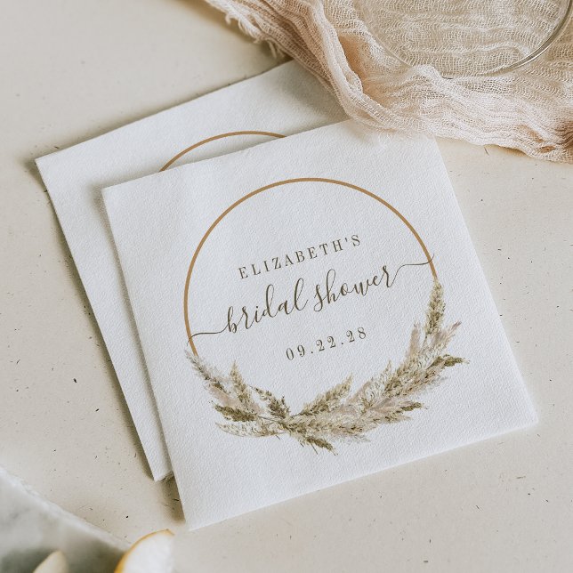 Serviette En Papier Boho Tropical Pampas Grass Fête des mariées (Créateur téléchargé)
