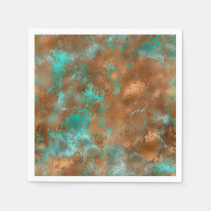 Serviette En Papier Boho Turquoise Cuivre Grunge