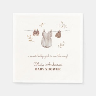 Serviette En Papier Boho Vintage Watercolor Girl Baby shower de tenue