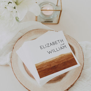 Serviette En Papier Boho Watercolor Abstrait Desert Mariage