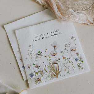 Serviette En Papier Boho Watercolor Fleur sauvage mariage Favor sac
