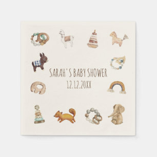 Serviette En Papier Boho Watercolor Jouets Baby shower serviettes