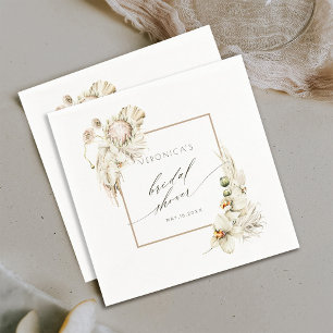 Serviette En Papier Boho Watercolor Protea Orchid Fête des mariées