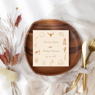 Serviette En Papier Boho Western Cowboy Mariage d'illustration