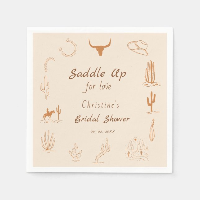 Serviette En Papier Boho Western Saddup Cowboy douche nuptiale (Devant)