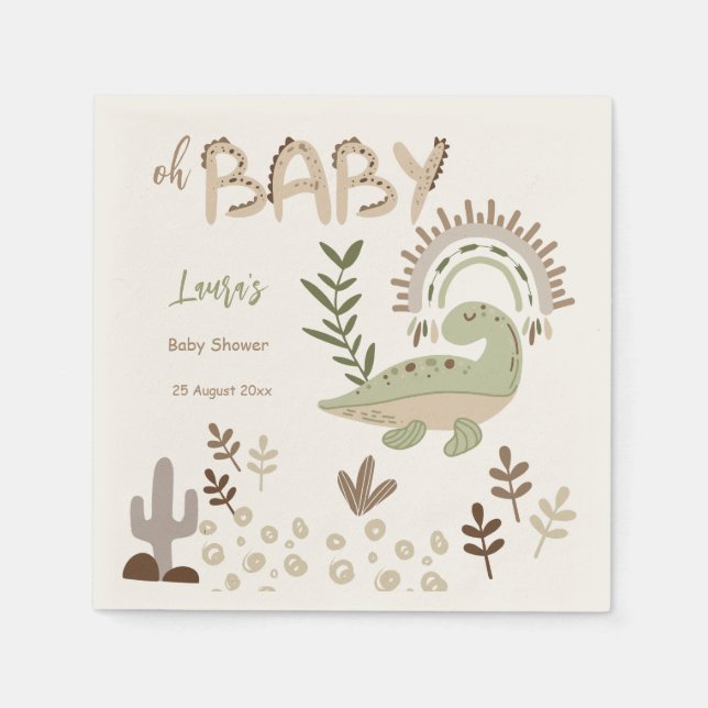 Serviette En Papier Boho whimsar dinosaure oh bébé baby shower personn (Devant)