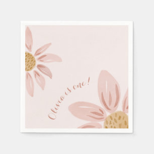 Serviette En Papier Boho Wild Daisy, Personnalisé 1er Anniversaire