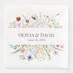 Serviette En Papier Boho Wildflower Meadow Wedding Napkins