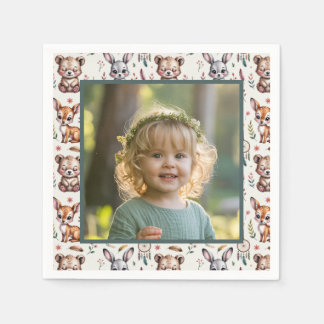 Serviette En Papier Boho Woodland Animals Kids Birthday Photo